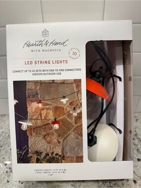 Hearth & Hand 10 ct. Indoor/Outdoors LED String Lights with Metal Shades NIB